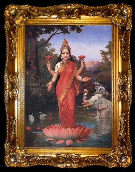 framed  Raja Ravi Varma Goddess Lakshmi, ta009-2